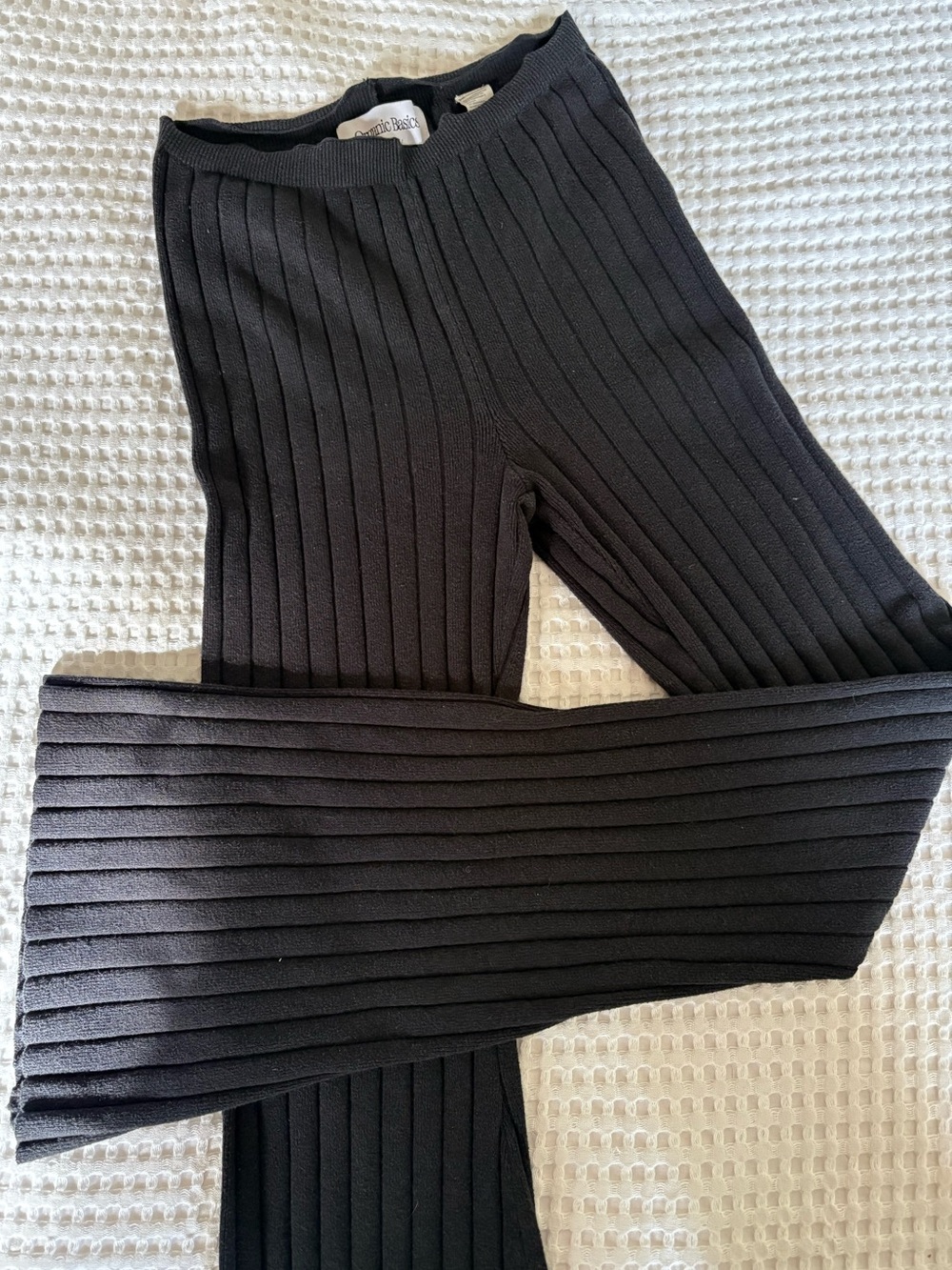 Organic Basics Black Ribbed Flare Leggings